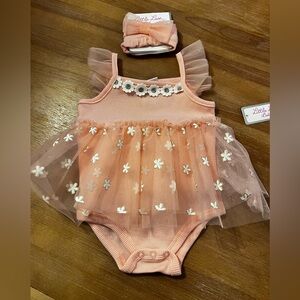 Little Lass Baby 2 Piece Set Pink 12 Months with head band